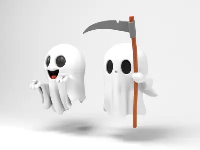 Little ghosts Low-poly 3D model