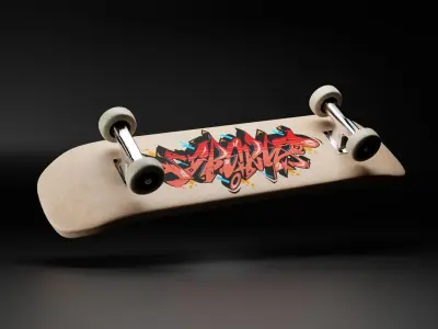 Skateboard with dragon 3D model