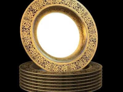 Bavarian China Dinner Plates Low-poly 3D model