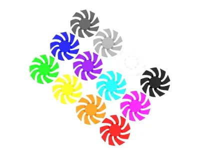 Colored Power Supply Unit Fan Blades Set 3D model