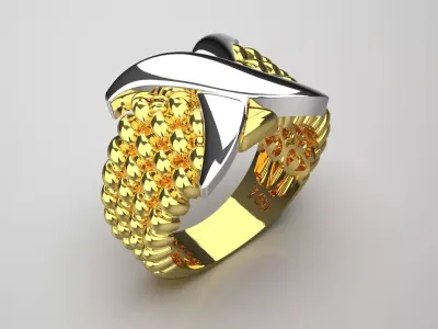 Luxury two-tone ring modern design model gr0039 3D print model