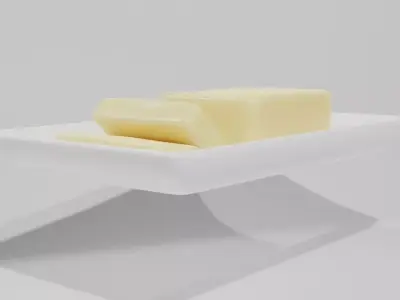Sliced Butter on a Plate Free 3D model