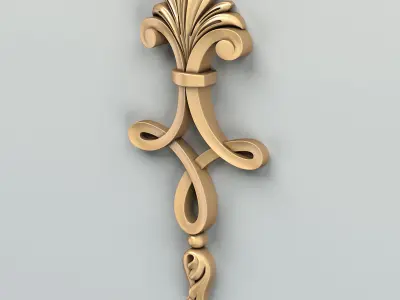 Carved decor vertical 015 3D model