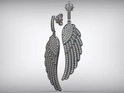 Wings Luxury Diamond Earrings 3D print model