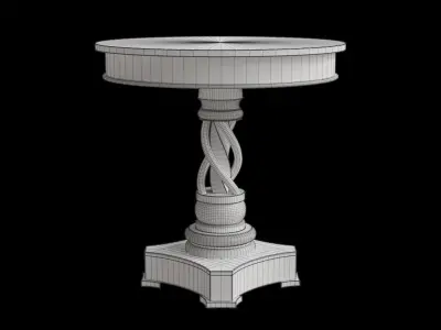 Solid Wood Pedestal End Table 3D model