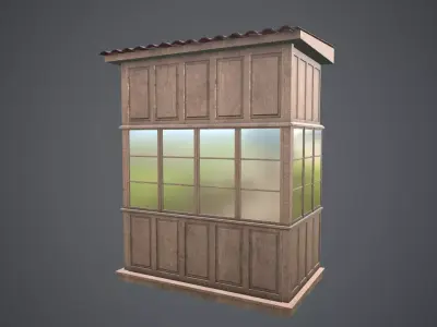 Soviet closed wood balcony for house - A Low-poly 3D model