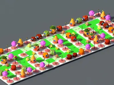 Fruit Street Pack Low-poly 3D model