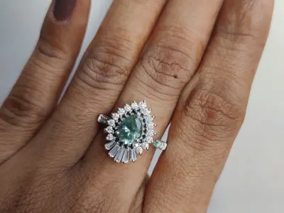 Elegant Pear-Shaped Diamond Ring - 3D Model 3D print model