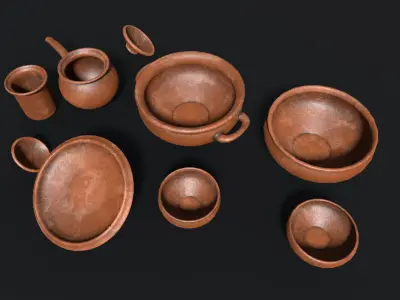 Antique clay pot Low-poly 3D model