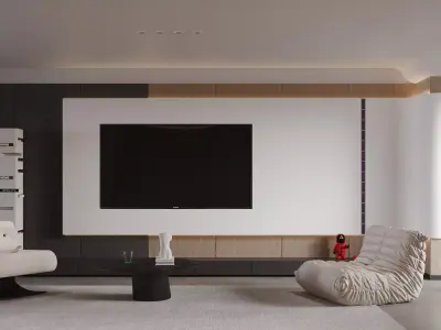 Modern living room dining room interior scenes 342 3D model