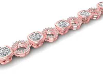 Luxury Gold Bracelet with Cushion Cut and Pave Links 1359 3D print model