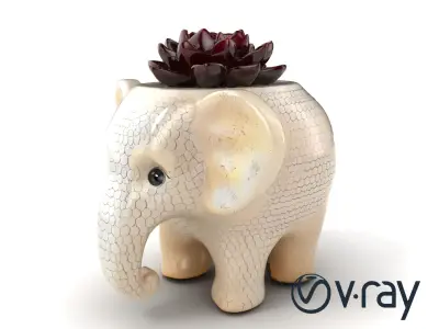 Cozy Elephant Planter Model Pack Low-poly 3D model