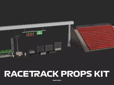 Race Track Props Kit Low-poly 3D model