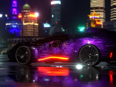 Avax - Cyberpunk car - 5k polygons - TWO 4K textures included Low-poly 3D model