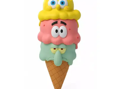 SpongeBob SquarePants Patrick and Squidward Ice Cream toy 3D print model