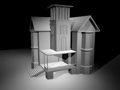 Bungalow model victorian house - victorian house Low-poly 3D model