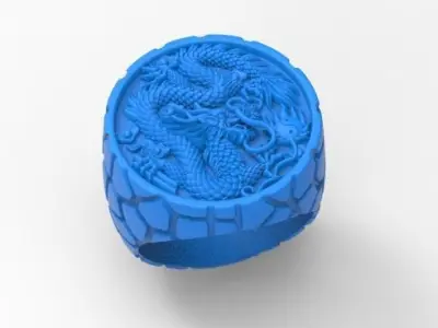 Dragon nudget signet ring 3D print model