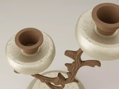 Candelabrum candle holder with flower Low-poly 3D model