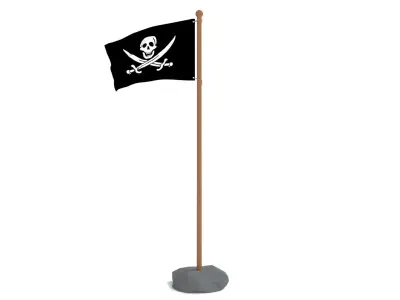 Low Poly Seamless Animated Pirate Flag Low-poly 3D model