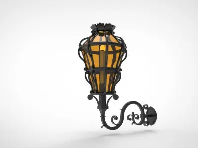lantern X wrought iron wall lamp 3D model