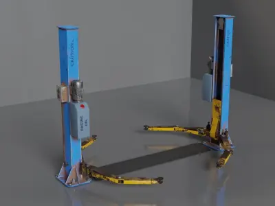 Car garage repair lift  Low-poly 3D model