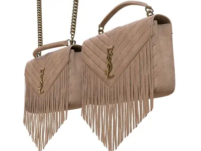 YSL Saint Laurent College Medium Chain Bag Fringed Suede Low-poly 3D model