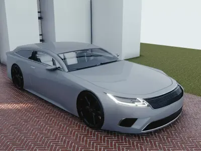 BLENDER EEVEE Brandless Sports GT shooting brake Low-poly 3D model