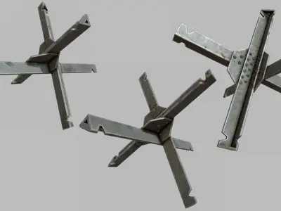 Hedgehog Anti-Tank Obstacle PBR Low-poly 3D model