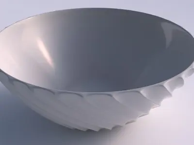 Bowl wide with bent extruded lines 3D print model