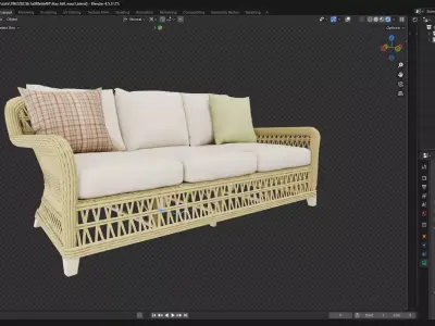 rattan sofa 3D model