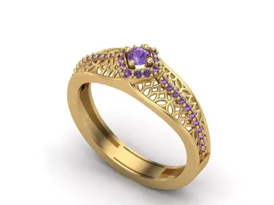 Womens Rings With Stone Ring Ready STL 3DM Models Rings women 3D print model 7