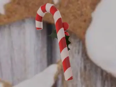 Christmas candy cane Low-poly 3D model