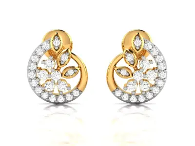 Women Studs Earrings 3dm STL FBX OBJ Render Detail 3D print model