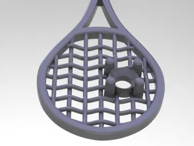 Tennis rocket pendant with gem 3D print model
