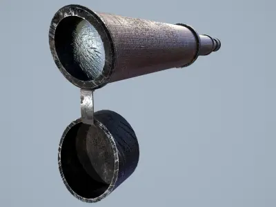 Wood Teleskop  Low-poly 3D model