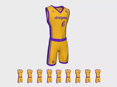 Basketball Fantasy Team Dragons Uniform - Character Design Low-poly 3D model