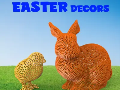 Easter Decors Rabbit and Chick Easter Gift Idea Home Decor 3D print model