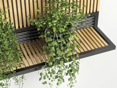 collection Indoor plant vase handmade pottery plant shelf 02 3D model