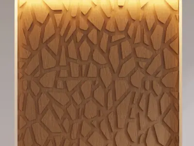 Decorative Wooden Wall Model 5 3D model