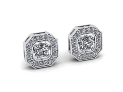 H-ERG-821 two diamond stud earrings 3D print model