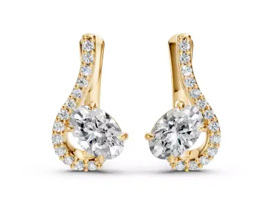 Oval Stone Wave Earrings 3D print model