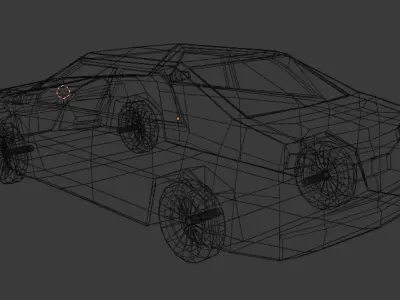 Low Poly Vehicle car with lights on front Free low-poly 3D model