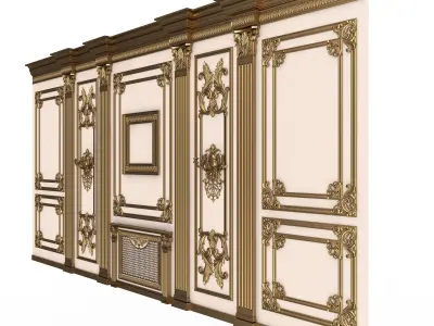 Boiserie Classic Wall with Mouldings 010 White Low-poly 3D model