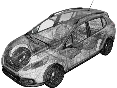 2013 Peugeot 2008 Low-poly 3D model
