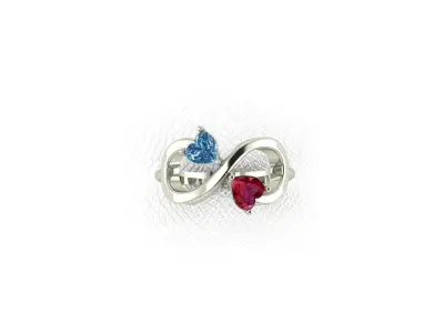 two hearts ring 3D print model