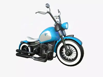 Motorcycle Cartoon A16 Blue White - Custom Vehicle Design Low-poly 3D model