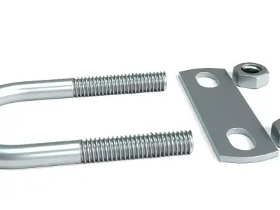 U Bolt 3D Model Industrial Fastener Asset 3D model