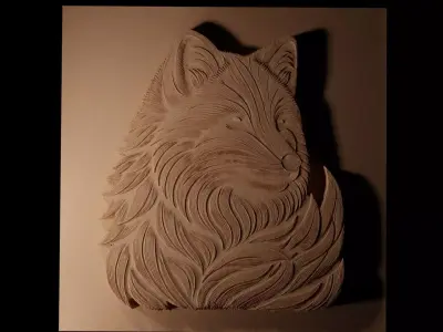 Arctic Fox Design CNC 3d Print High Relief Sand Casting 3D print model