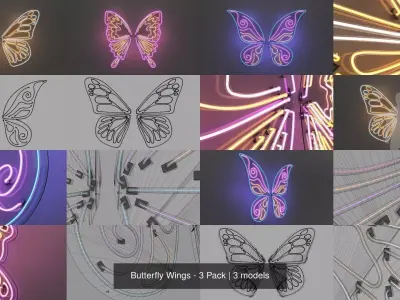 Butterfly Wings - 3 Pack 3D Model Collection