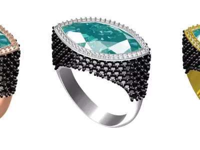 Marquise Cut Cocktail Ring 3D print model